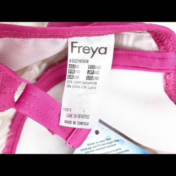 Freya Revival Sorbet Pink Rio Underwire Wide Tab Bikini Top Size 28D - Picture 6 of 7
